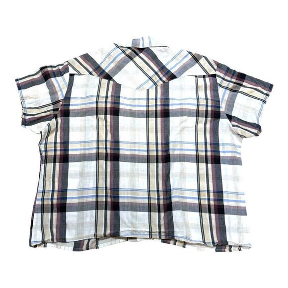 Wrangler Western Vintage Pearl Snap Plaid Shirt 2XL Short Sleeve Button Up - Picture 5 of 5